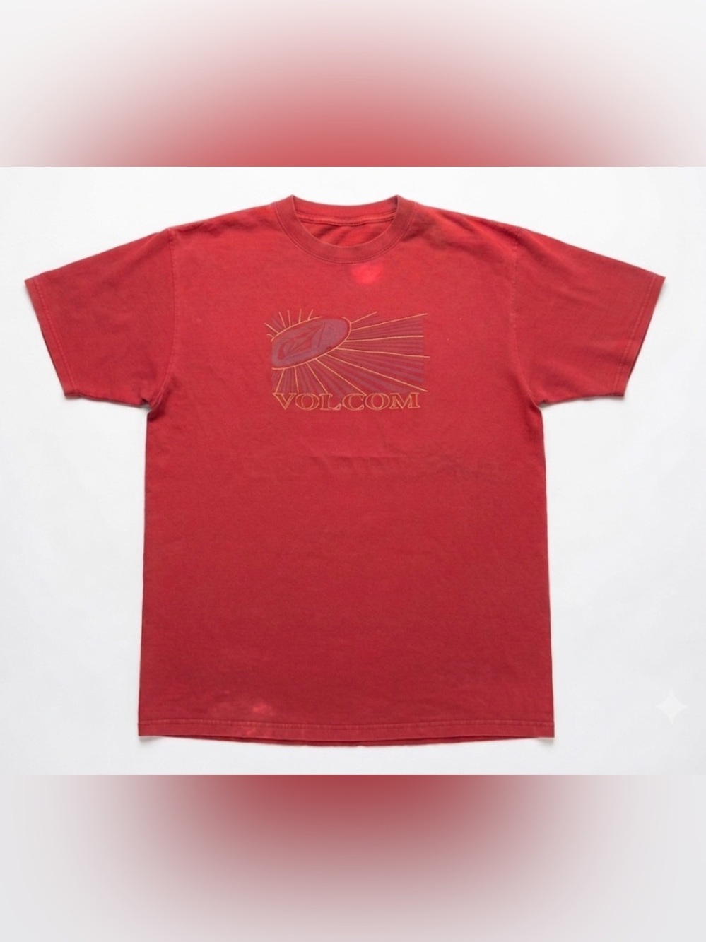 Volcom T-Shirt Mens Large Red Sun Logo Skate Surf Short Sleeve Graphic Tee Vtg